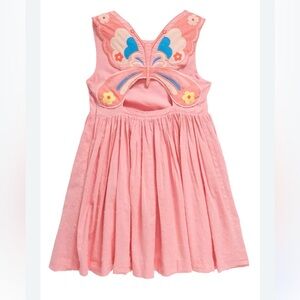 Mini Boden Clip Dot Butterfly Back Dress Pink 2/3T